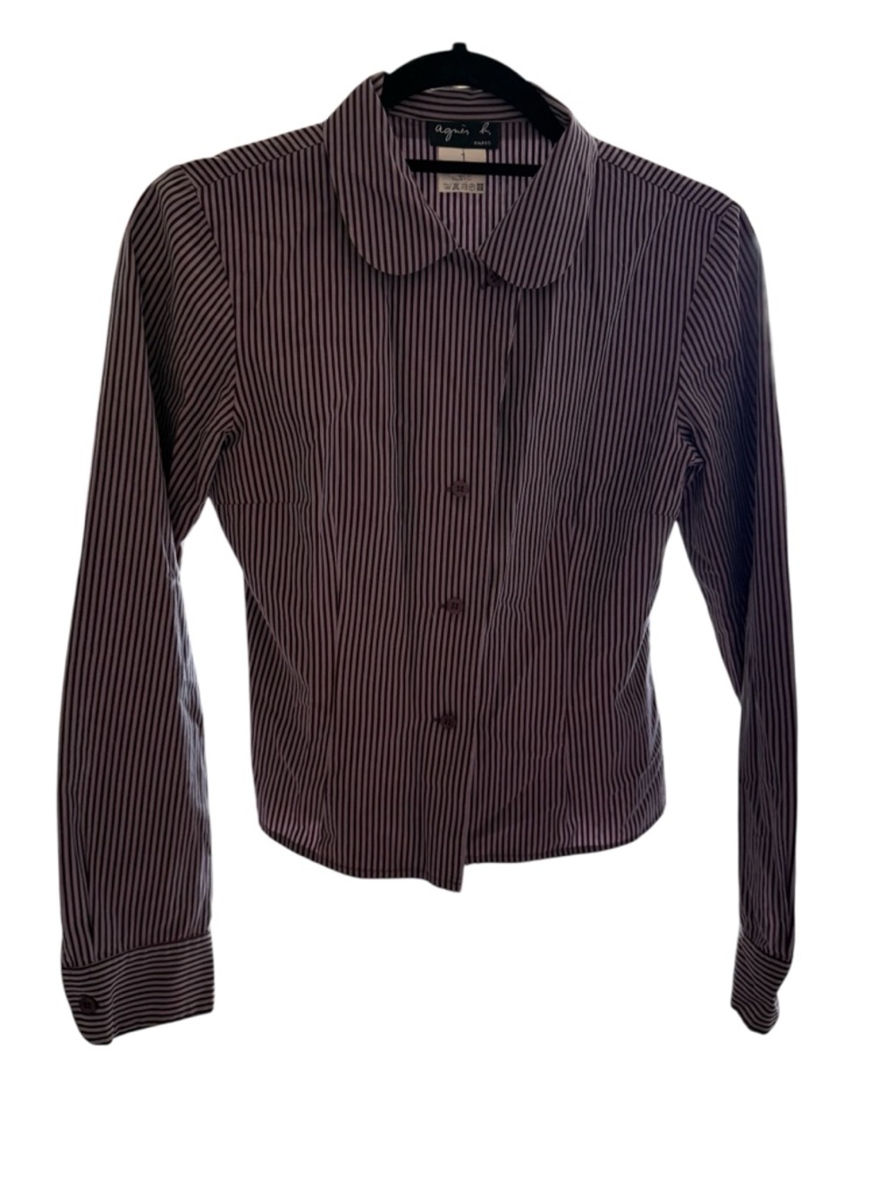 agnès b. Paris Purple Striped Button-Up Shirt Size 1 minimalist